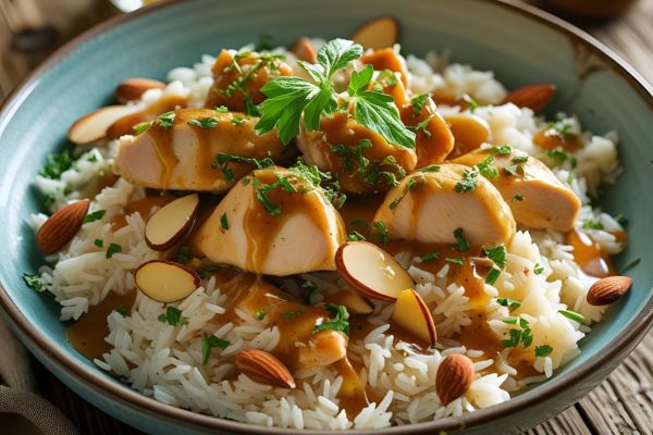 ingredientes para arroz con pollo y almendras