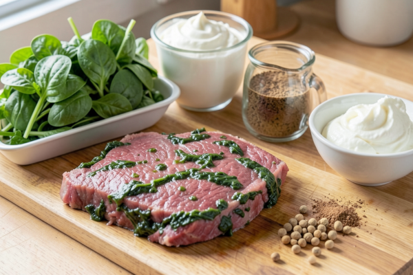 carne en salsa de espinaca