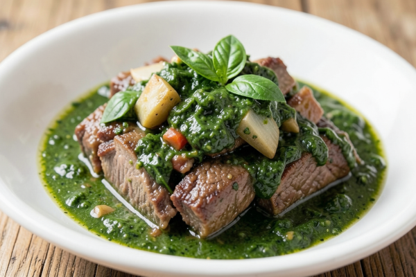 carne en salsa de espinaca